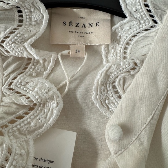 NWT Sezane Ecru Chloe Silk shirt from 2020 - Picture 6 of 7